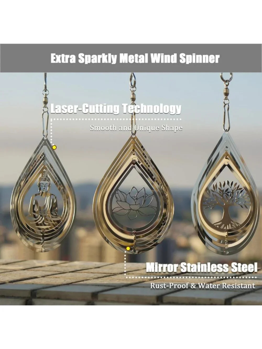 12Pcs Reflective Bird Scare Discs Set - 3D Stainless Steel Wind Spinners for